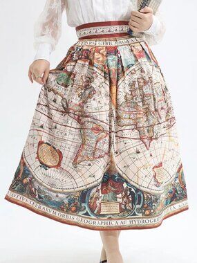 Gorgeous Ancient World Map Skirt NWOT